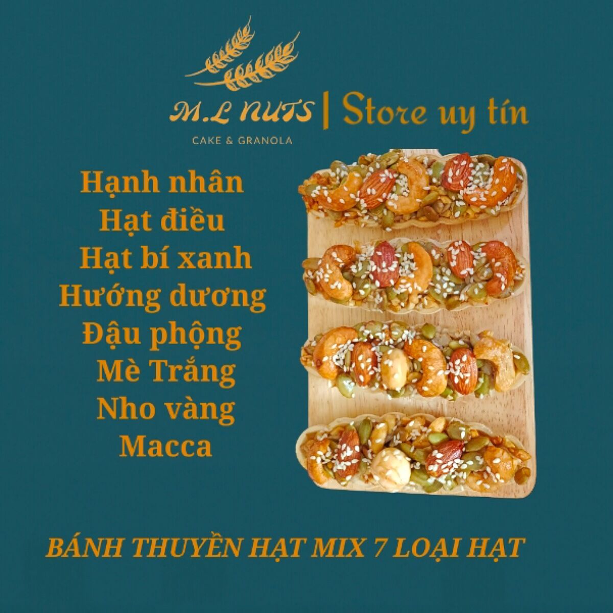 500G Bánh thuyền hạt ăn kiêng mix 6 loại hạt dinh dưỡng loại nhiều bí, nho chua ngọt dễ ăn