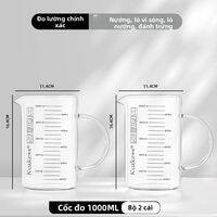 KuaKe | Cốc Đo Thủy Tinh Chống Nhiệt Có Quai Và Mực Dung Tích