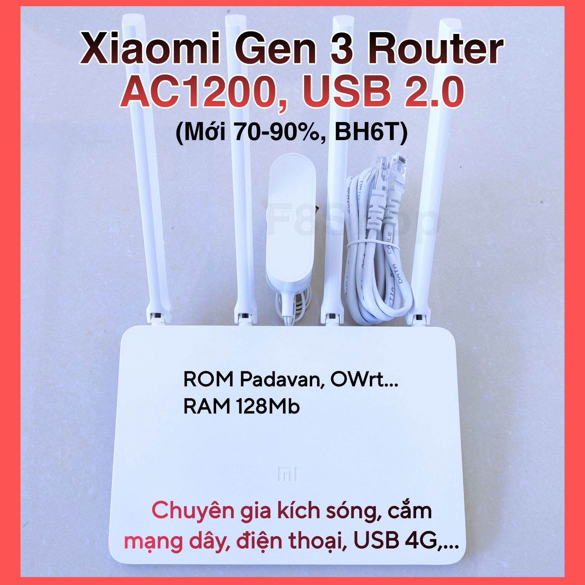 Bộ phát Wifi kích sóng Xiaomi Gen 3 USB 2.0 băng tần kép xuyên tường tốc độ cao 1200mbps chuẩn AC tốc độ cao Rom PADAVAN Wifi 4G (hàng cũ)