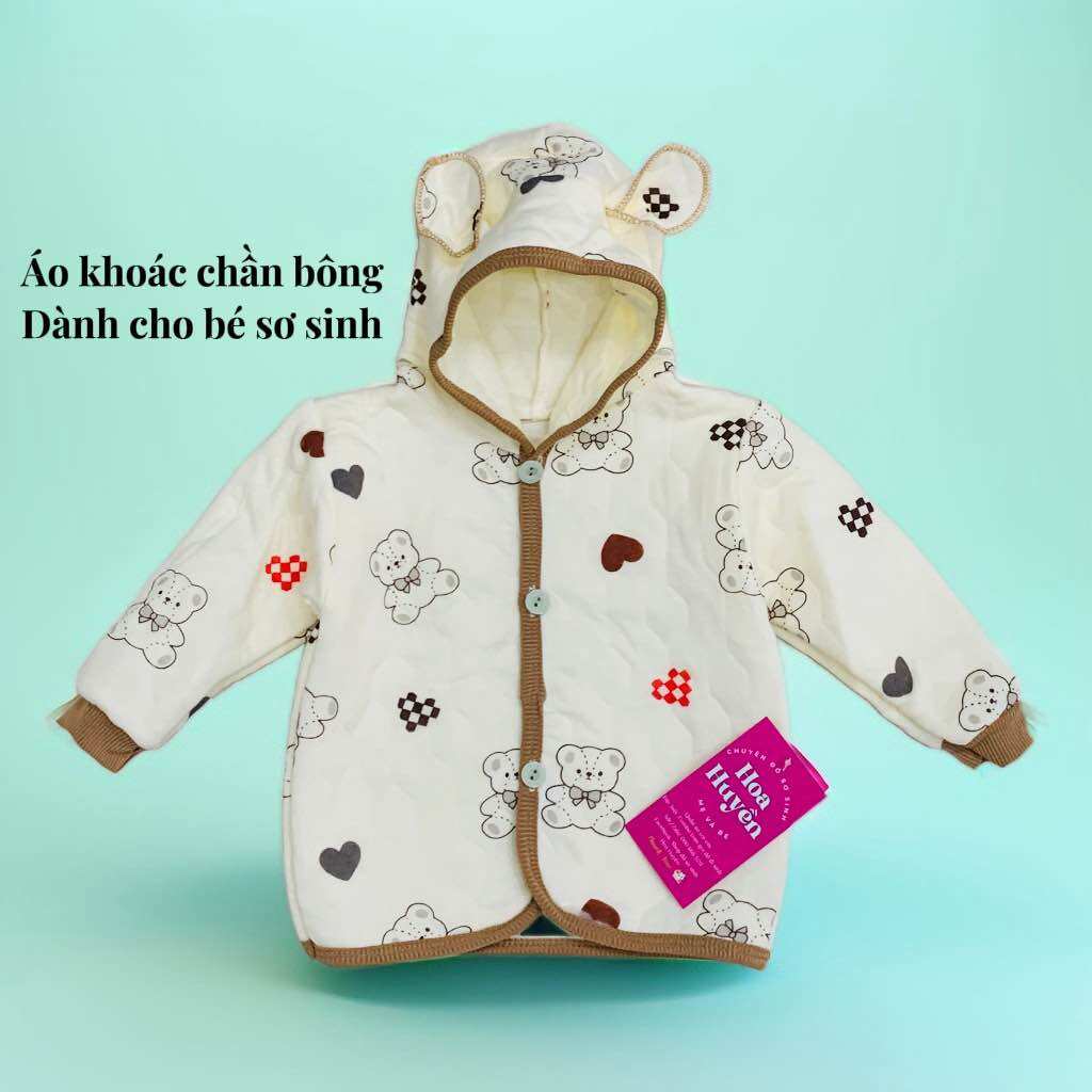 Áo Khoác Cho Bé Sơ Sinh | Áo Khoác Chần bông cho bé trai bé gái sơ sinh hãng Unchi Vải bông xốp mềm mại giúp giữ ấm cho bé 0-10kg