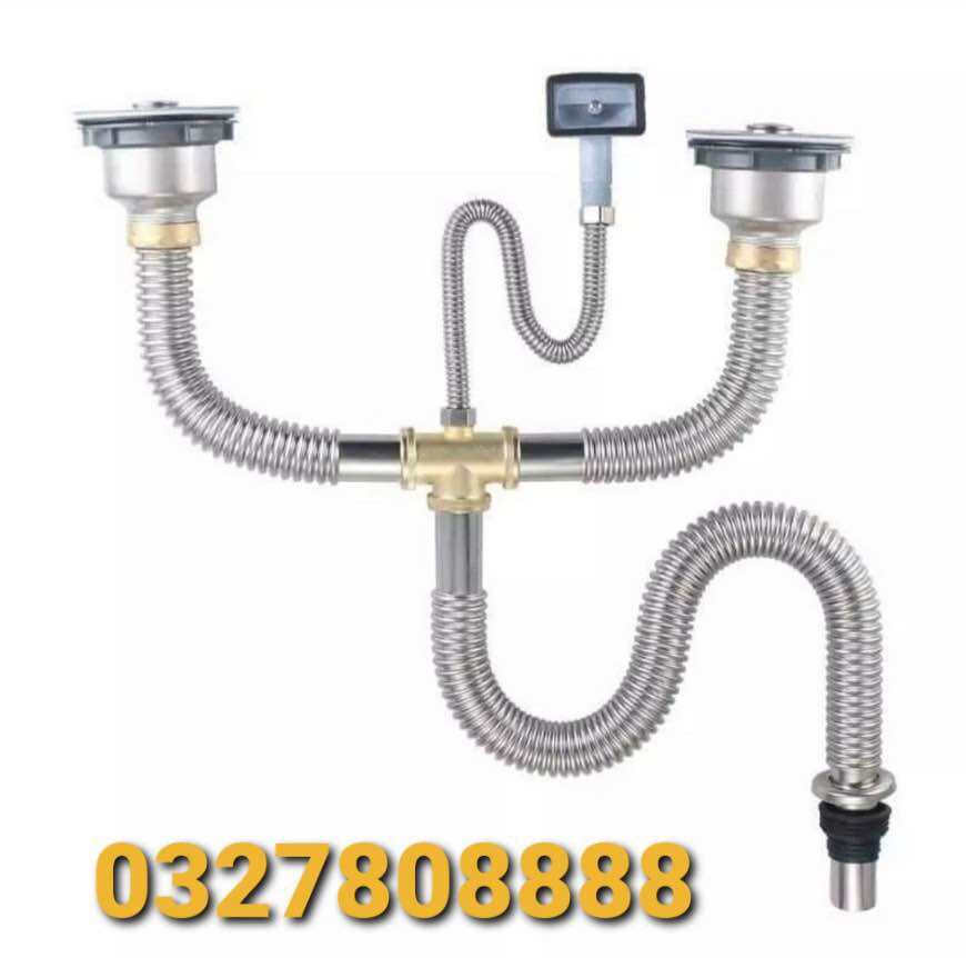 Bộ xi phông xả thoát nước chậu rửa chén bát chất liệu inox chống chuột và ngăn mùi siêu bền