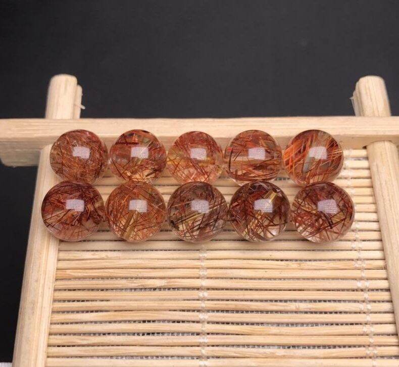 Viên đá thạch anh Tóc thiên nhiên nhiều màu  bao kiểm định 8li ( bán lẻ 1 viên)