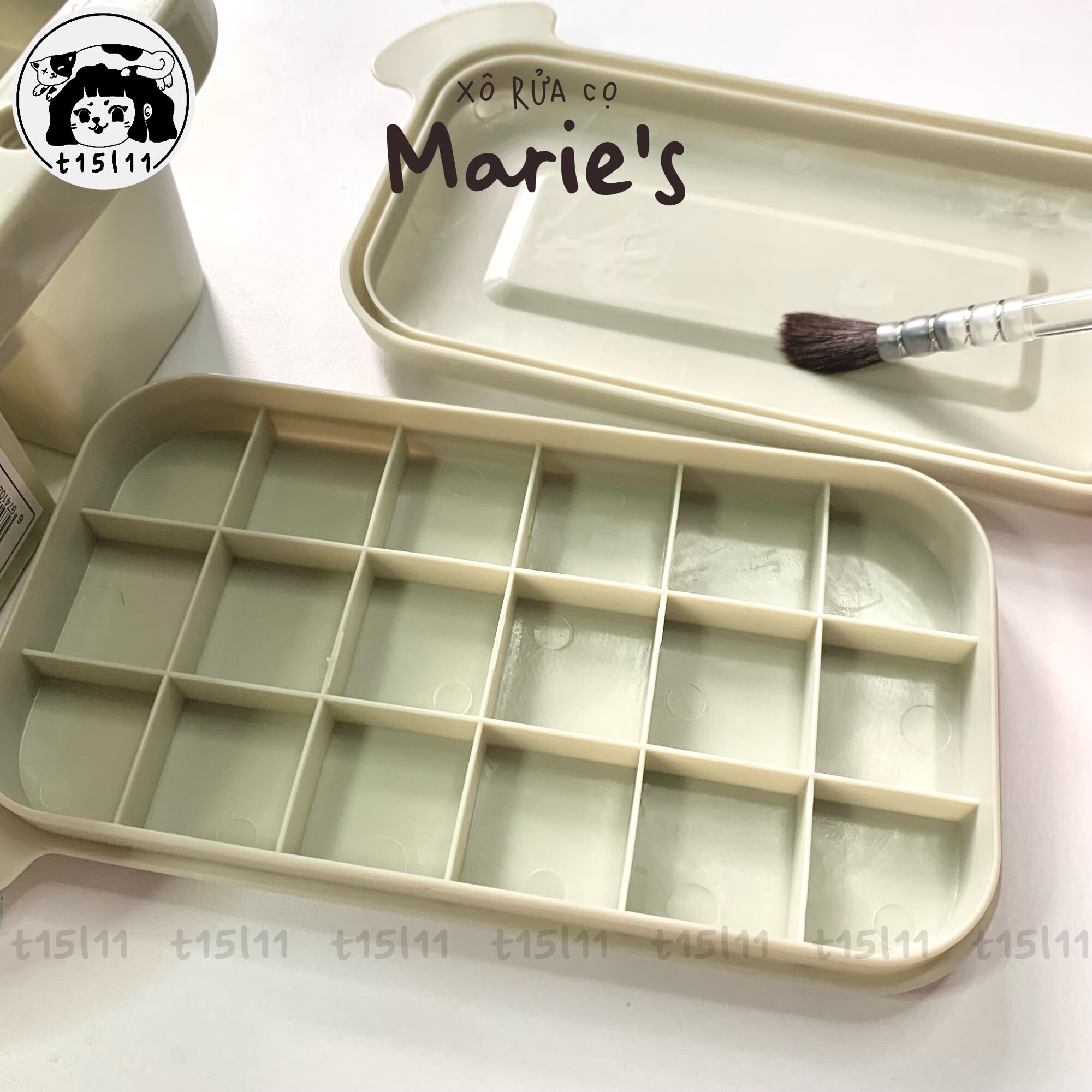 [t15l11] Xô Khay rửa cọ vẽ Marie’s đa năng