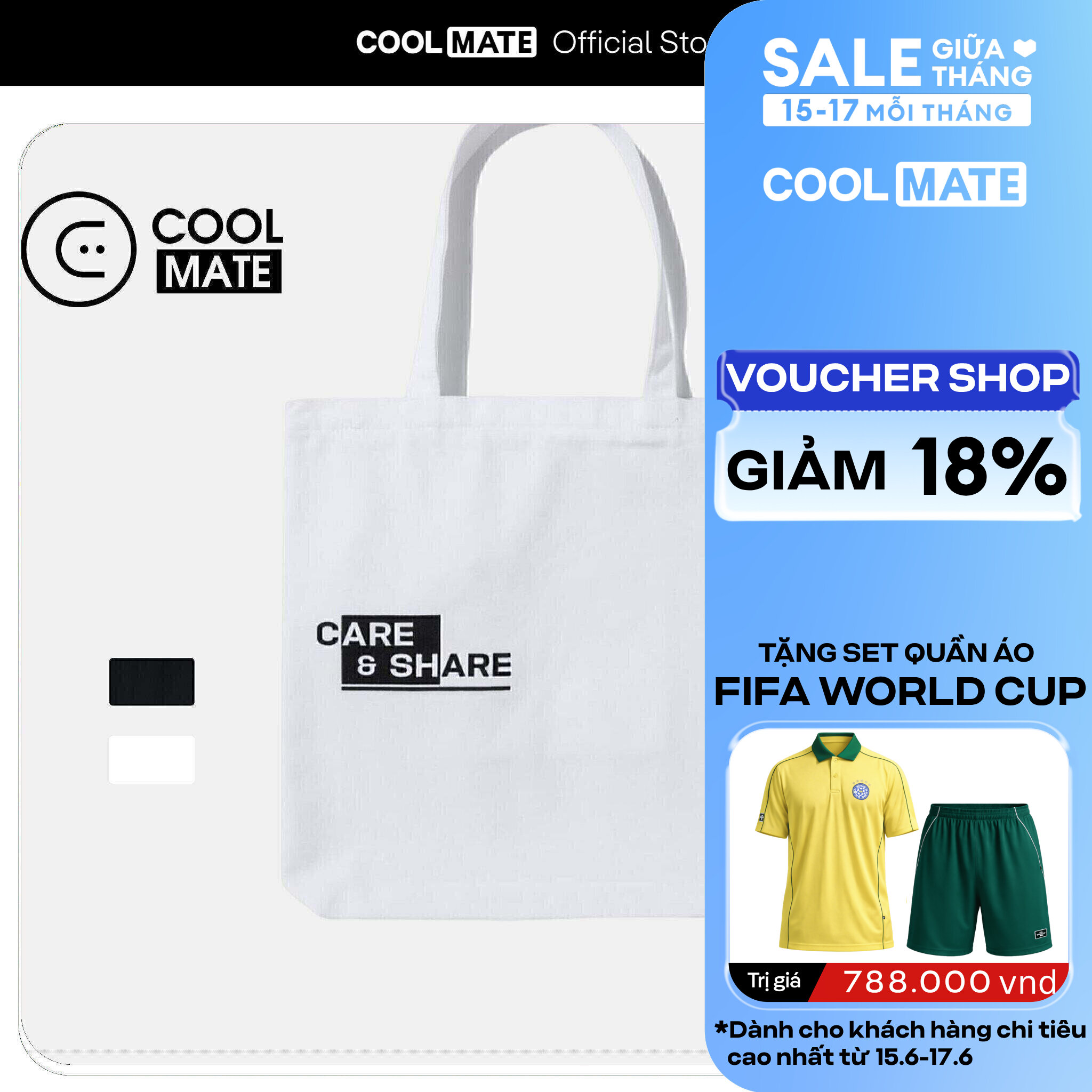 Túi tote vải Canvas tiện lợi Care  Share - Coolmate