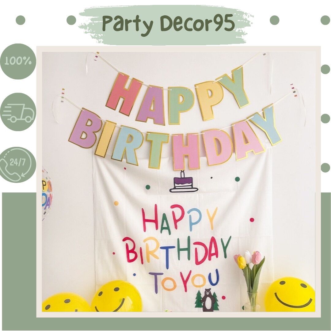 Phông nền background Happy Birthday Trang trí sinh nhật phong cách Hàn Quốc
