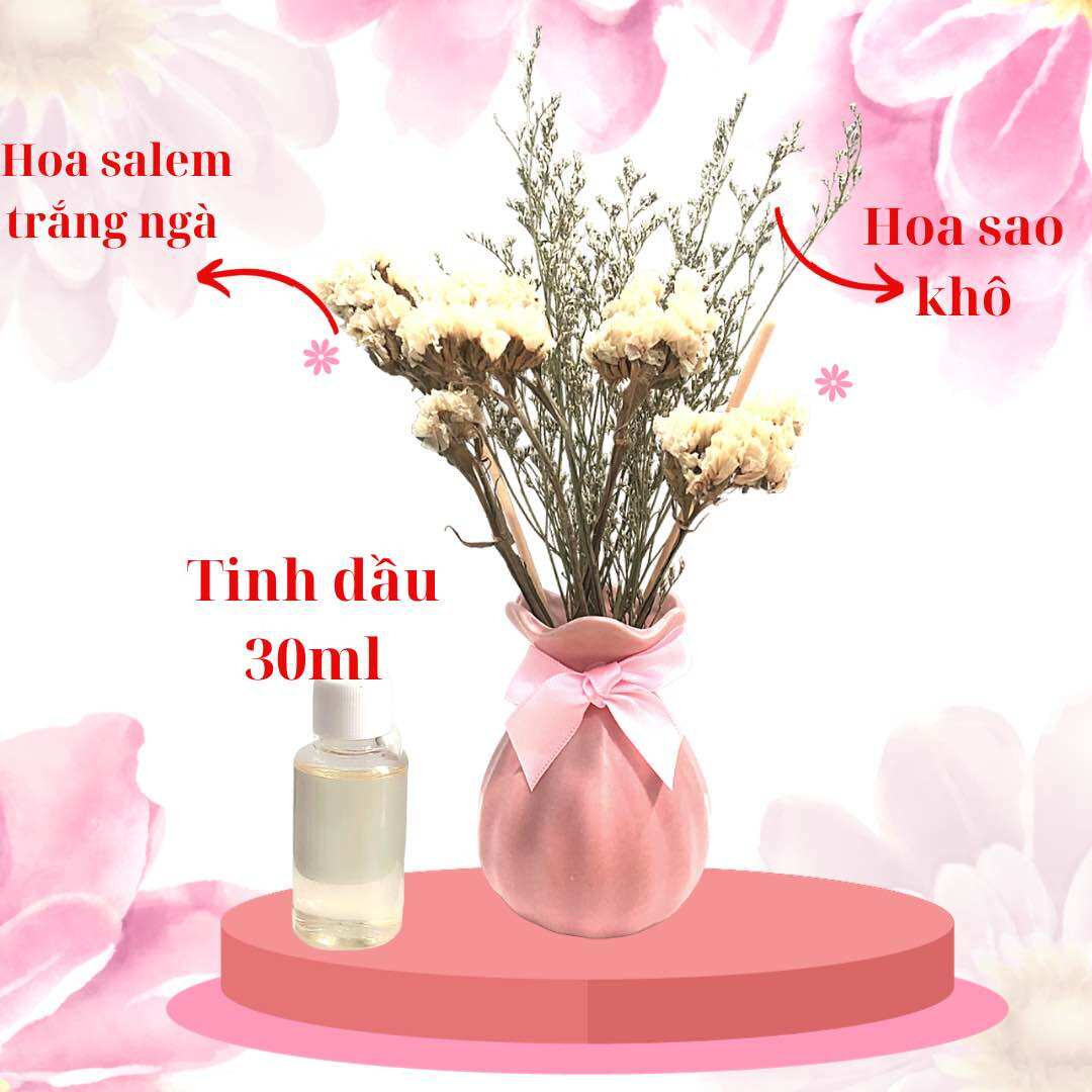 Tinh dầu thơm phòng lọ gốm hoa khô thiết kế