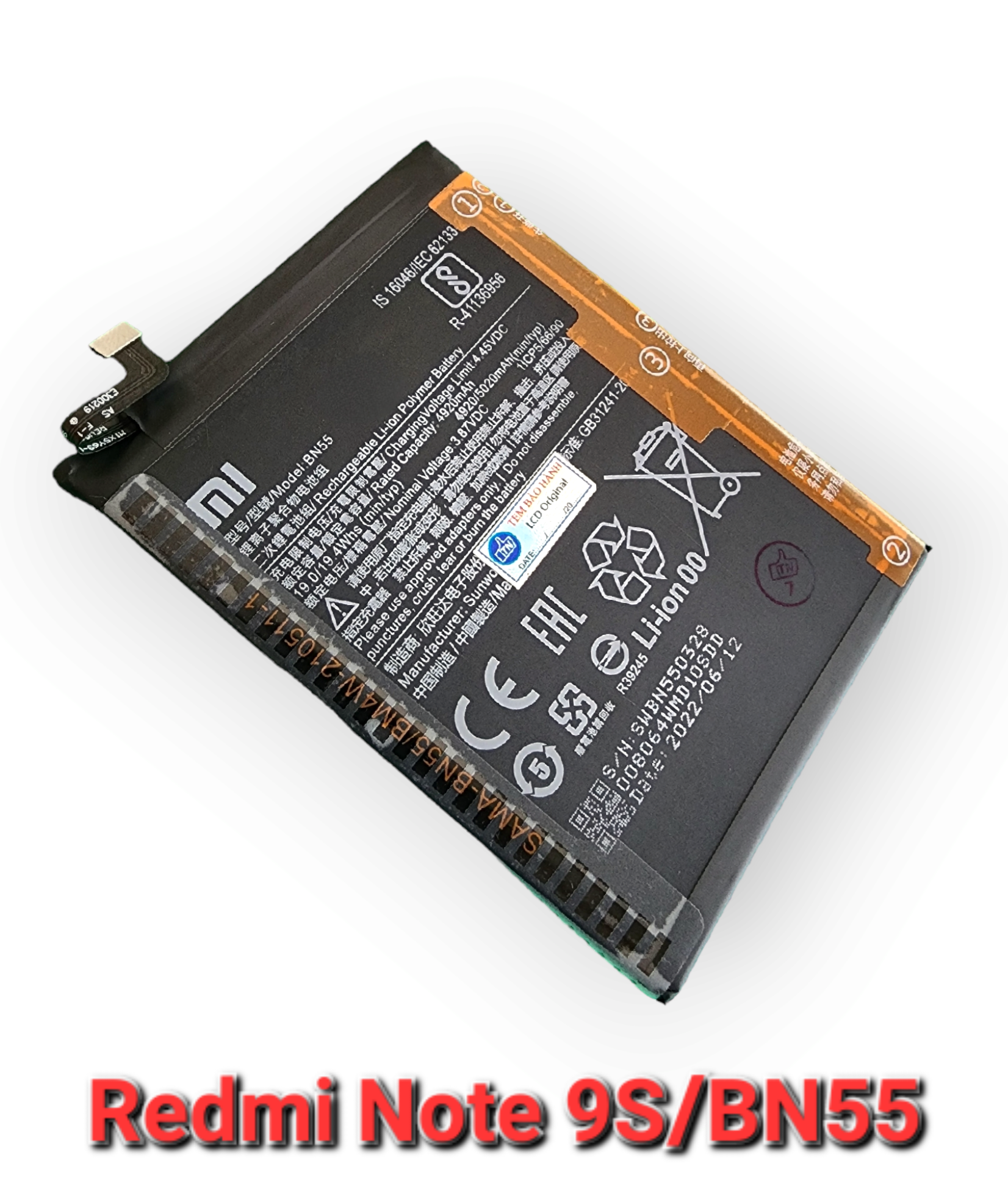 Pin xiaomi redmi note 9s/bn55 zin hãng