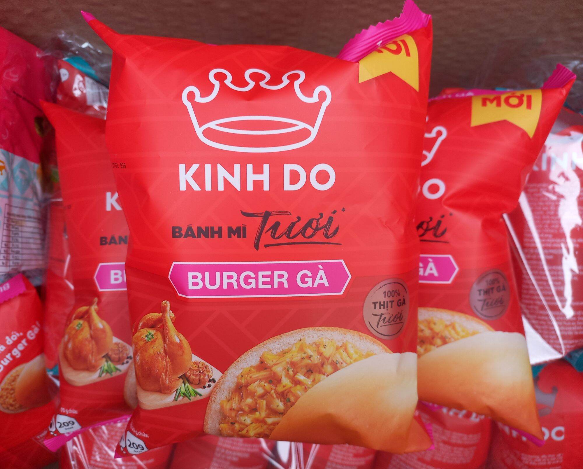 Bánh mì tươi buger gà kinh đô, lốc 5 bánh×70gam