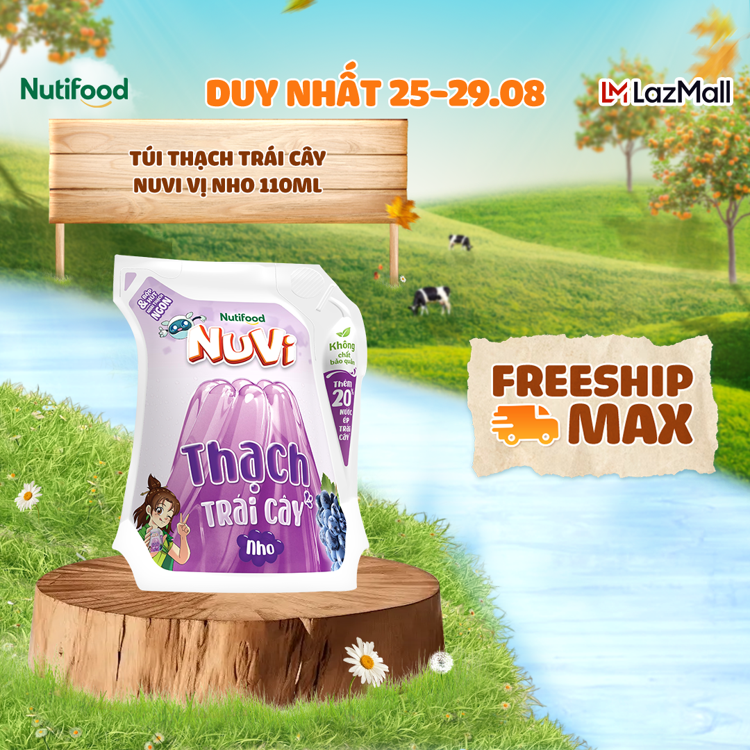 Túi thạch trái cây nuvi vị nho 110ml