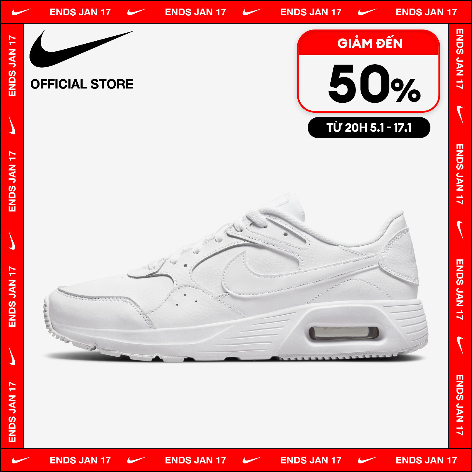 [TỪ 12-14.1 I VOUCHER 20%] Giày Thể Thao Nike Men's Air Max SC Leather Shoes - White