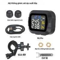 SUITU | Hệ Thống Giám Sát Áp Suất Lốp Xe Máy TPMS Có Cảnh Báo Nhiệt Độ 2 Cảm Biến Bên Ngoài Báo Động Lốp Xe Thời Gian Thực Moto Security