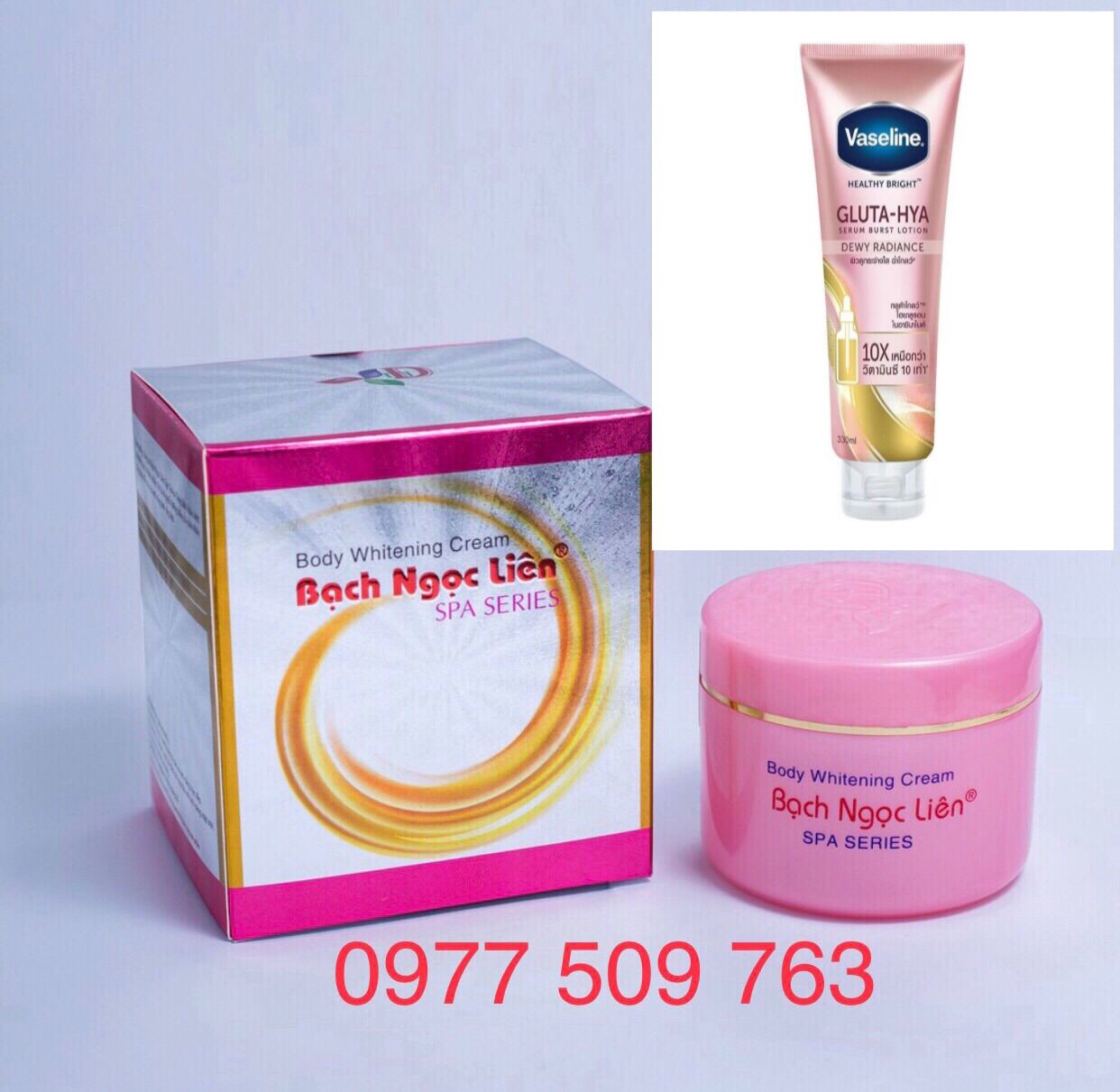 Chính hãng- Bộ Kem Dưỡng Trắng Da Body Bạch Ngọc Liên Màu Hồng+Sữa Dưỡng Thể VASELINE 10X Thái Lan 330ml
