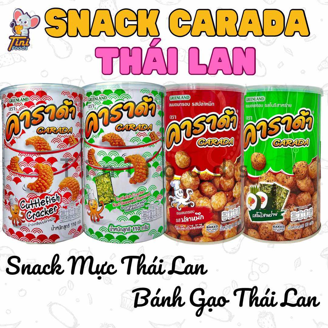 Snack Mực Nướng CARADA & Bánh Gạo Mực Thái Lan - Vị Truyền Thống