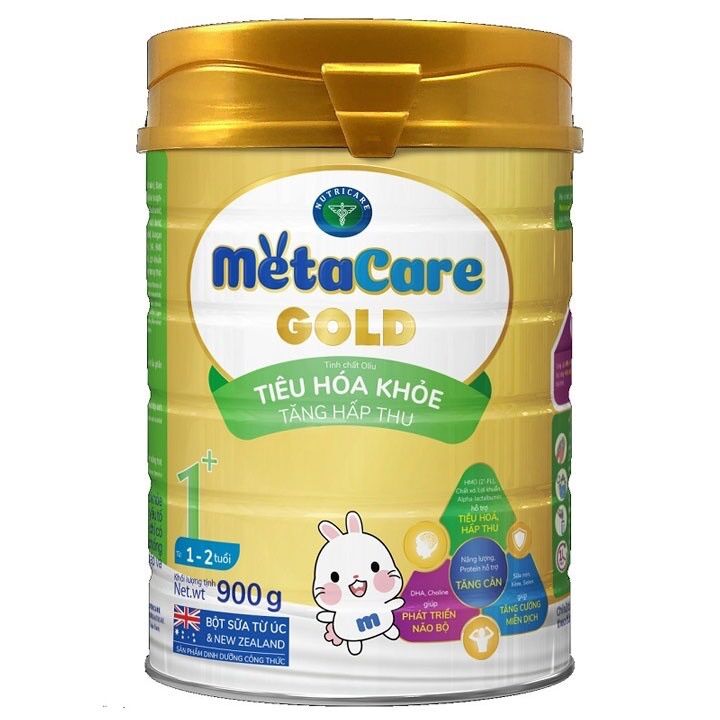 [MẪU MỚI] Sữa bột Metacare Gold số 1+, 2+ Lon 900g Date 2023