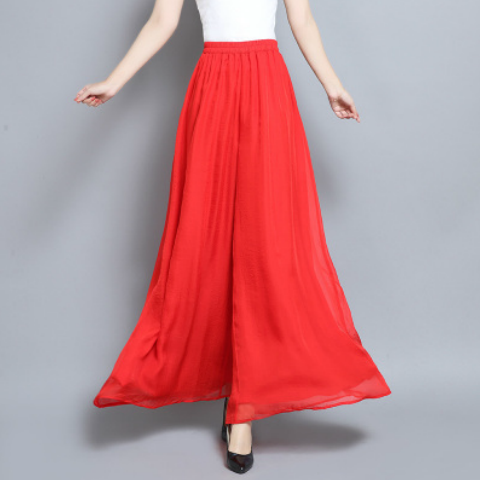 Quần Ống Rộng Lụa Chiffon Quần Dài Thường Ngày Bằng Vải Lụa Tơ Tằm Quần Dài Thẳng Quần Áo Khiêu Vũ H