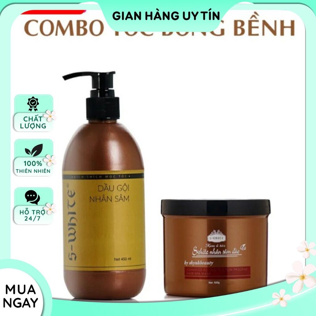Combo ủ và dầu gội nhân sâm đào