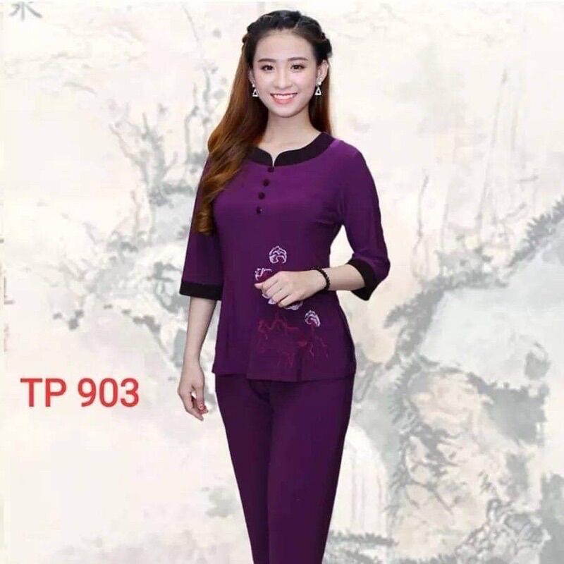 Đồ Lam Đi Chùa ✅ Mẩu Thun Tròn Phối giá Rẻ