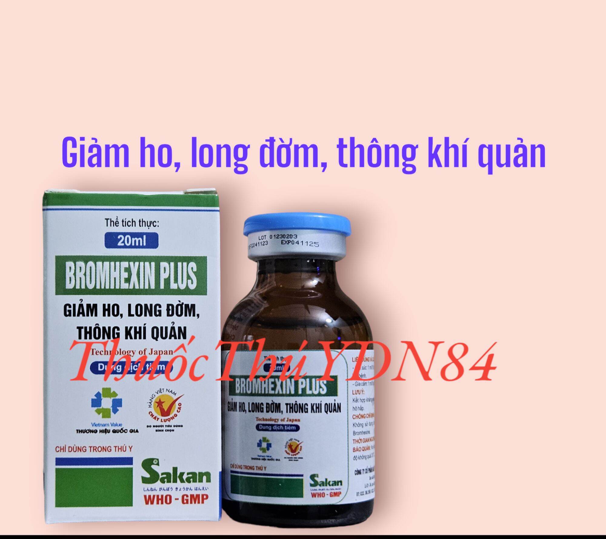 Bromhexine 20ml giảm khò khè hen khẹc long đờm thông khí quản cho gà đá