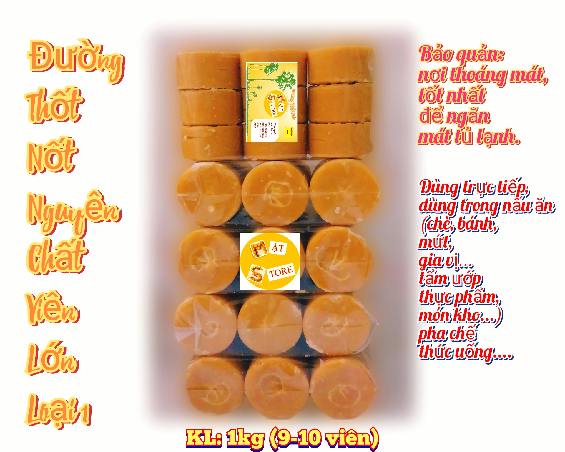 1KG ĐƯỜNG THỐT NỐT MẬT STORE VIÊN (LỚN) LOẠI I NGUYÊN CHẤT