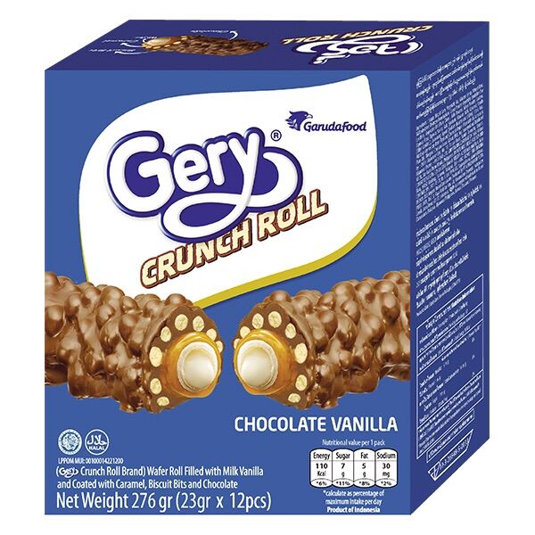 Bánh Phủ Socola Gery Crunch Roll Hộp 276G (12 Thanh)