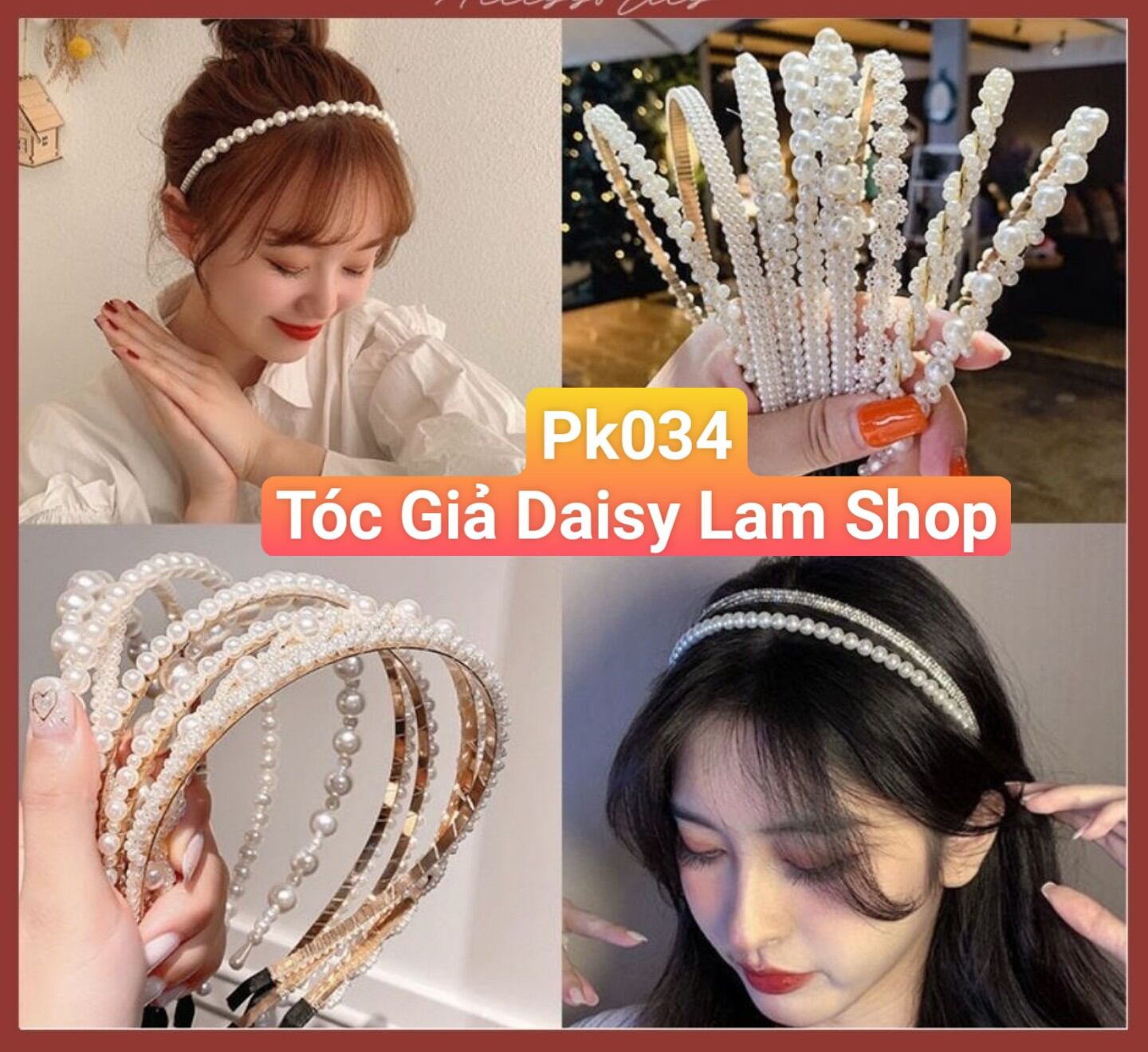 Băng đô cài tóc đính ngọc trai Pk034