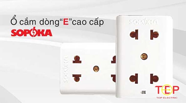 Ổ cắm 2 cửa, ổ cắm chịu nhiệt, chống cháy Sopoka E12
