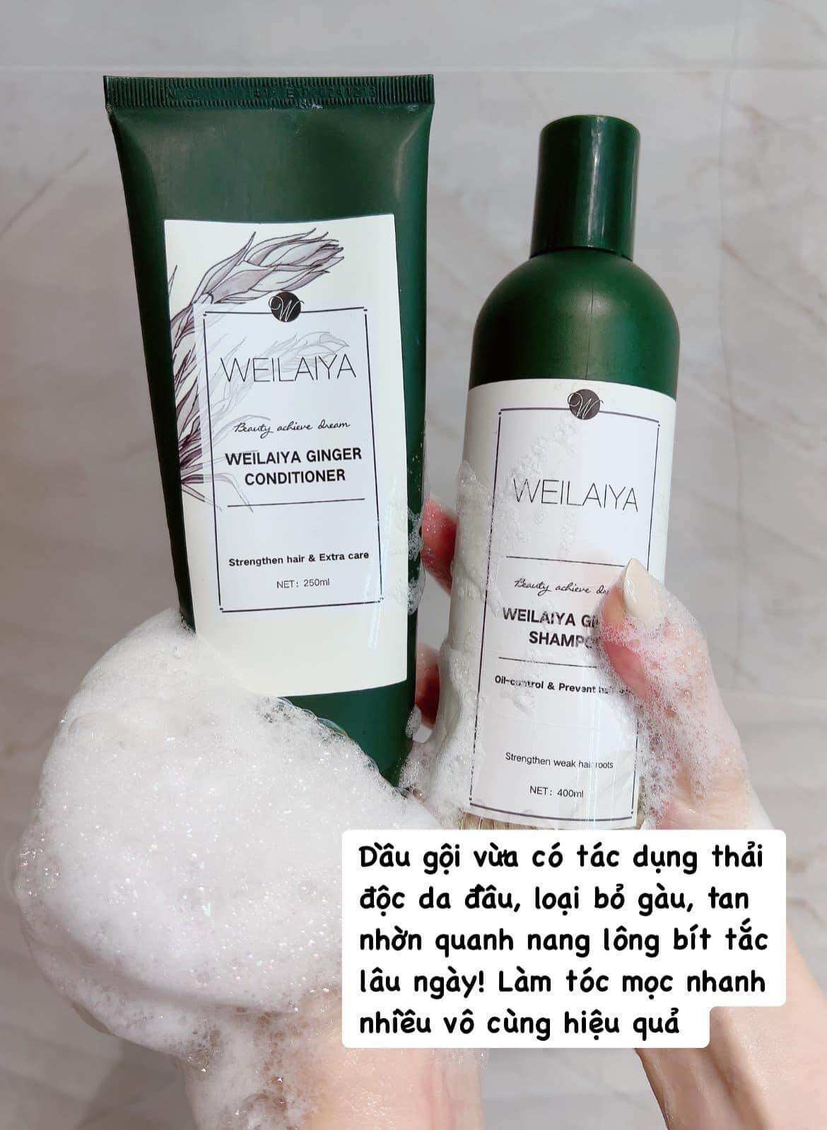 VOUCHER 15% - Dầu gội đầu thảo dược gừng cho rụng tóc và kích mọc tóc dưỡng tóc mềm mượt Weilaiya Ginger Shampoo chính hãng 400ml