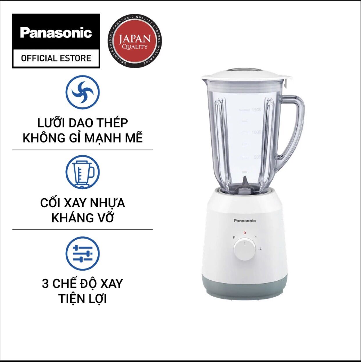 Máy xay sinh tố Panasonic MX- EX1511 - Xuất xứ Taiwan - Công suất 600W - Dung tích 1.5L - Lưỡi dao thép không rỉ