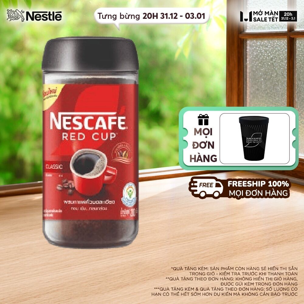 ƯU ĐÃI THÁNG 1 Cà phê hòa tan kết hợp cà phê rang xay NESCAFÉ® RED CUP hũ 200g