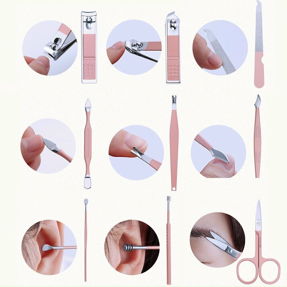 BỘ LÀM MÓNG 18 MÓN HỘP HỒNG .
