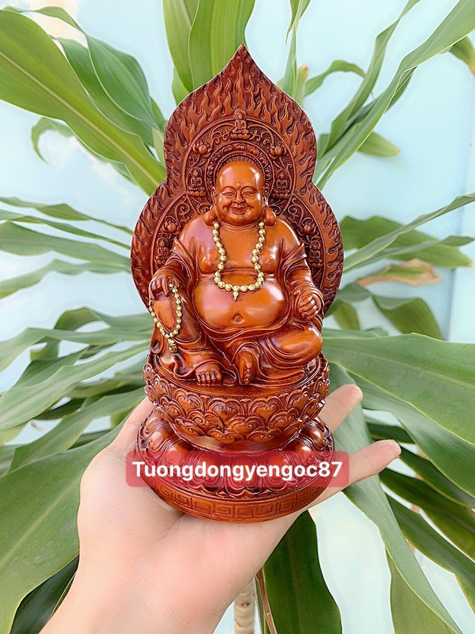 Tượng phật Di lạc nâu cao 17 cm