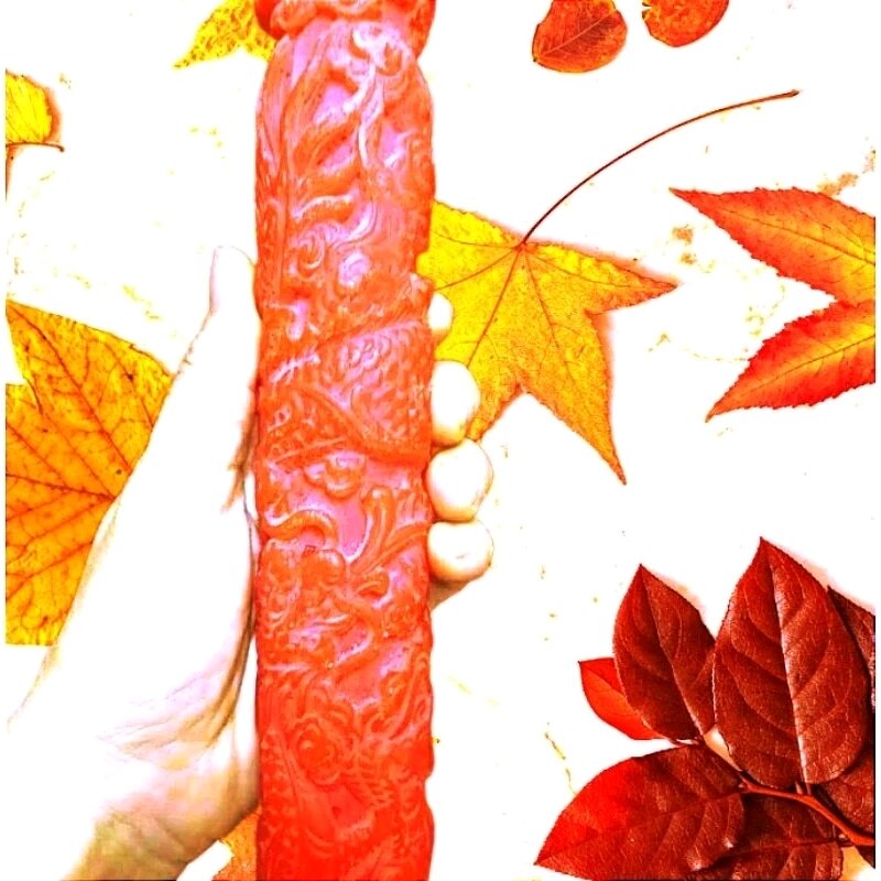 1 đôi đèn cầy chạm rồng 35cm
