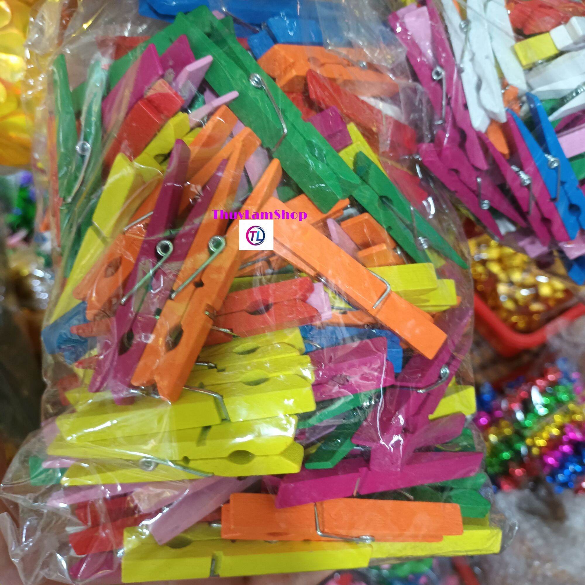 Set 100 kẹp gỗ 7cm làm phụ kiện kẹp treo ảnh trang trí handmade