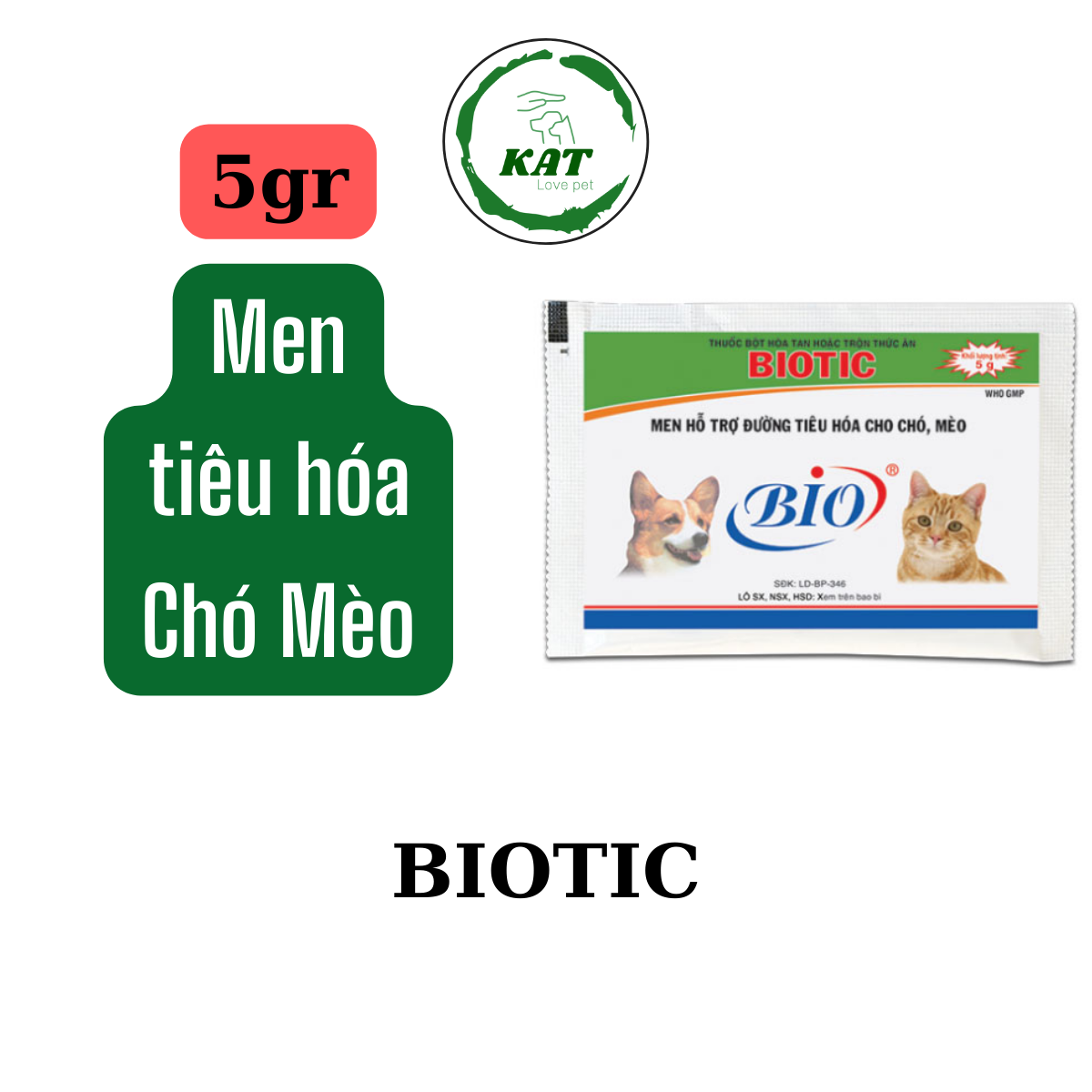 5gr Men tiêu hoá cho chó mèo Biotic - Gói 5gr - KAT Store