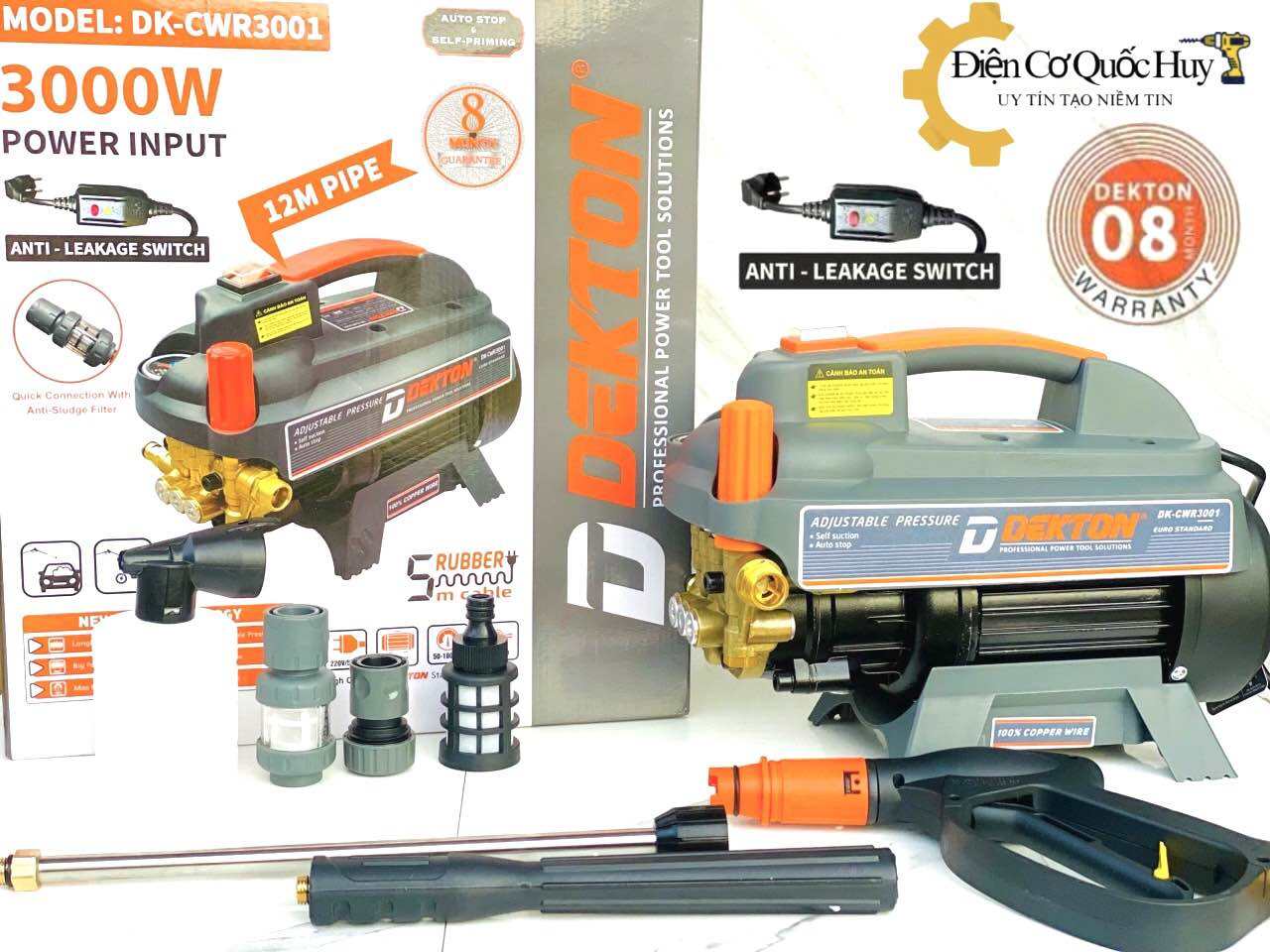 Máy rửa xe Dekton dk 3001 3000w chính hãng có chỉnh áp siêu mạnh
