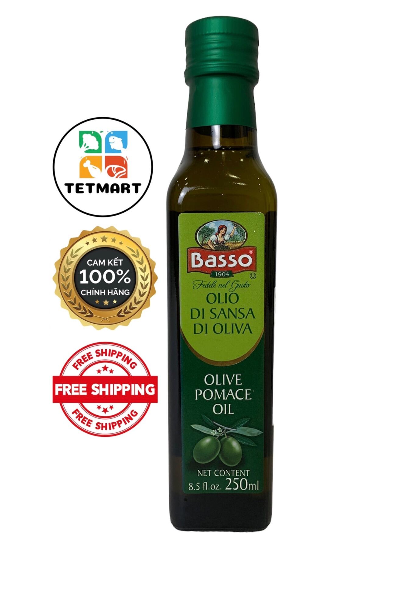Dầu oliu ô liu pomance Basso 250ml nhập khẩu Basso Italia olive pomance