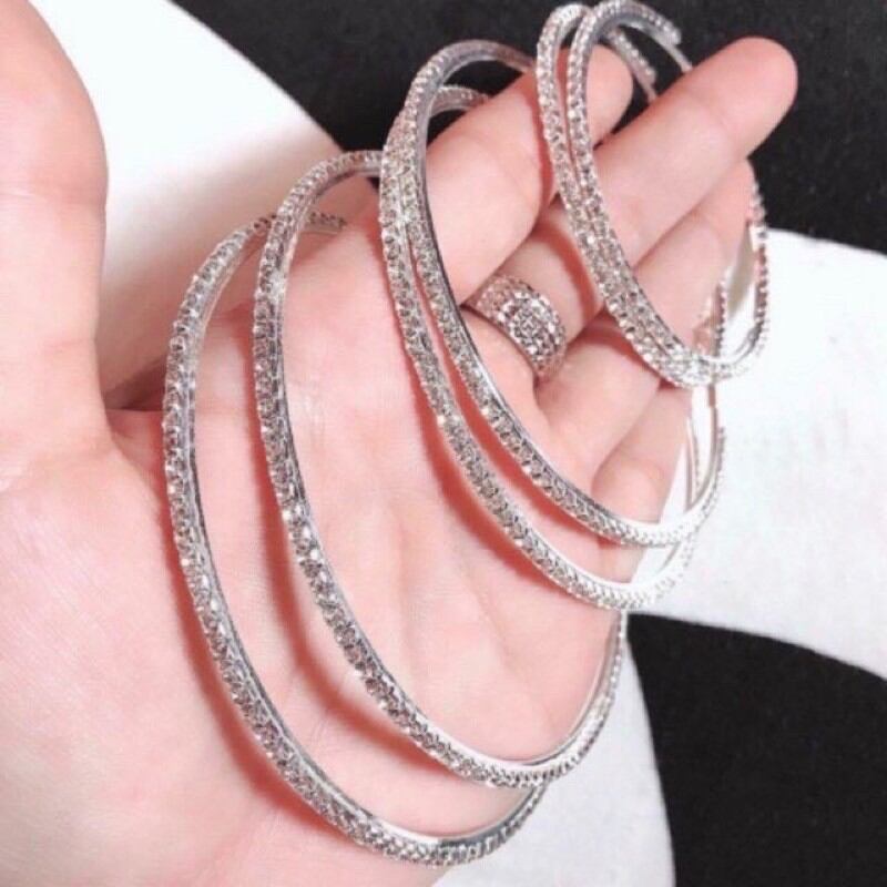 bông tai tròn đính đá