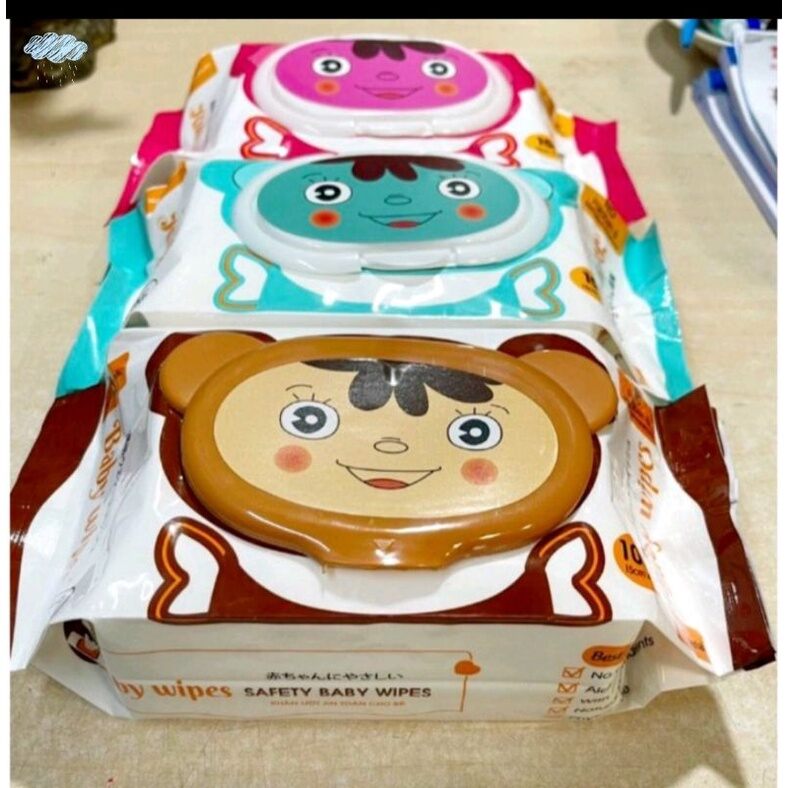 Combop 5 Túi Khăn Uớt Baby Wipes Lớn Không Mùi dày mịn