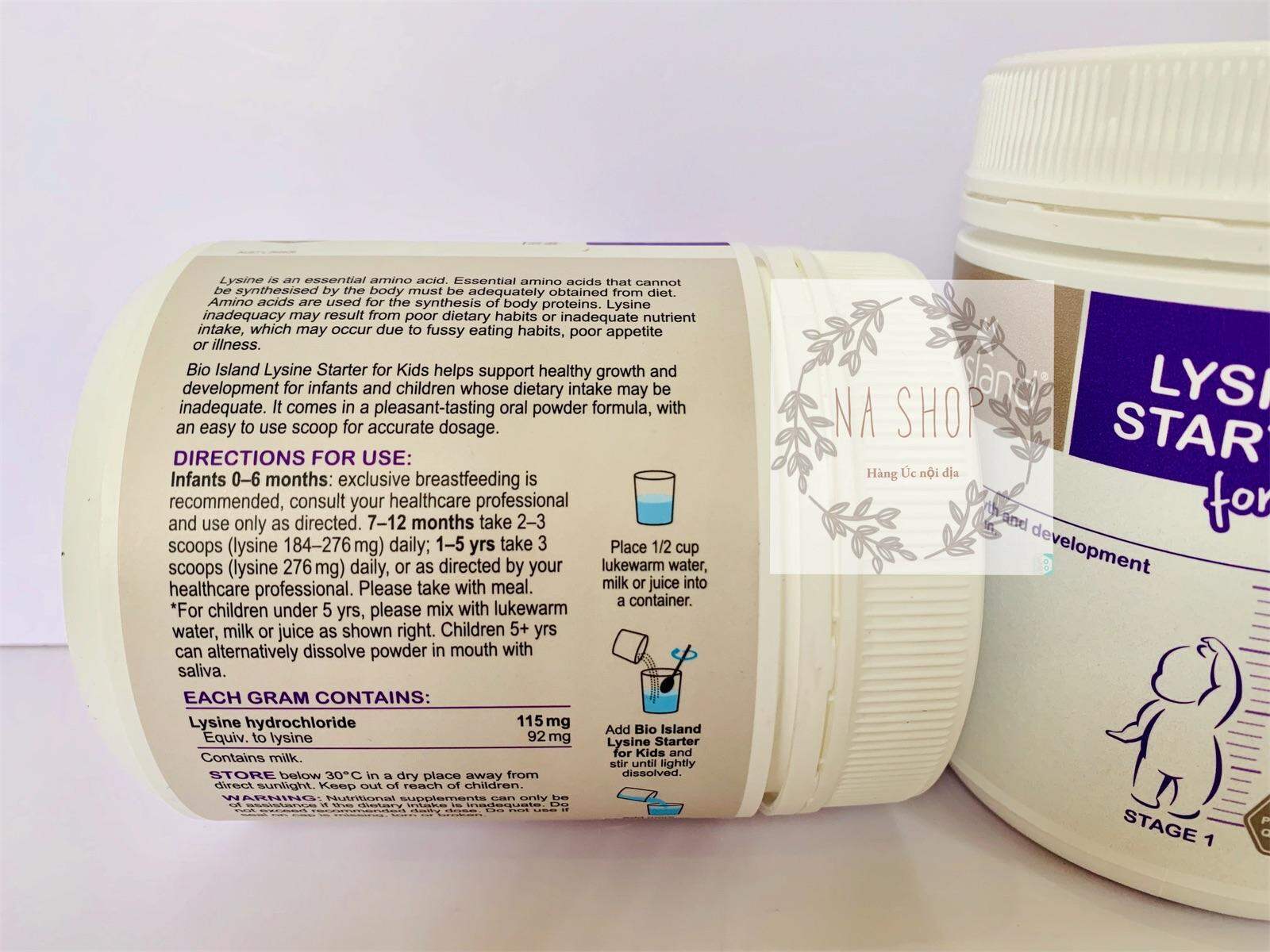 Bột tăng chiều cao Bio Island Lysine 150g- Úc (Mẫu mới- tem chemist)