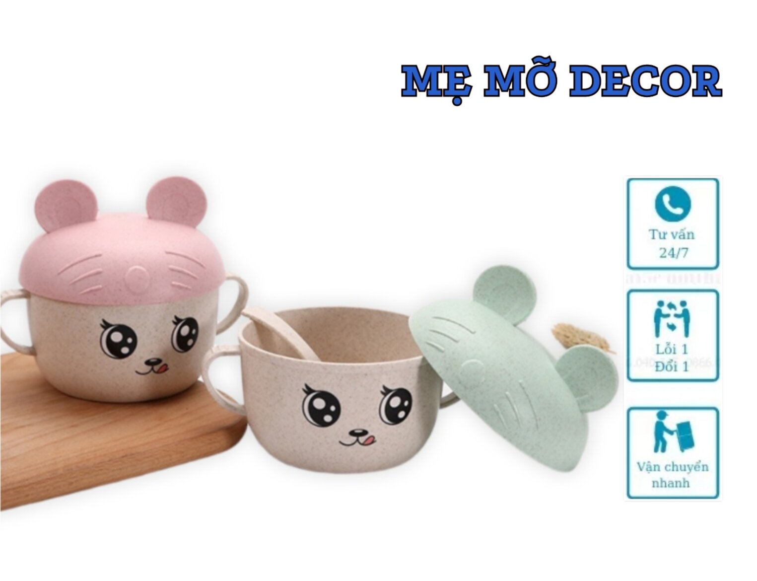 Bát lúa mạch có nắp + thìa