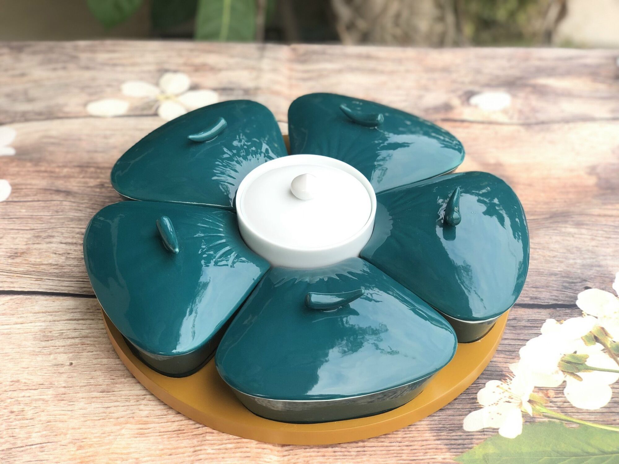 Khay đựng mứt- bánh kẹo . Gốm sứ Bát Tràng
