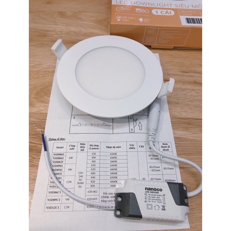 Đèn 6w âm Trần led nanoco 3 chế độ sáng