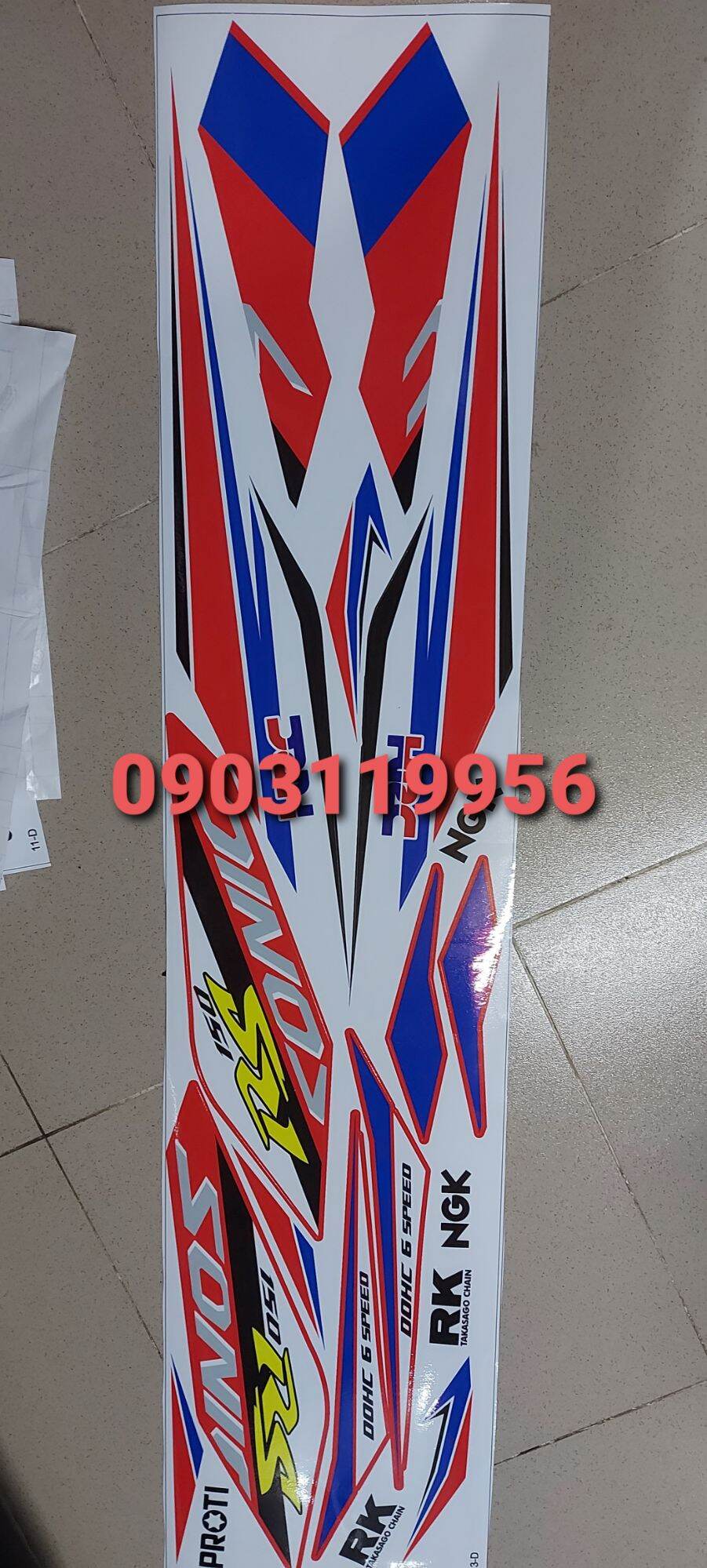 tem rời sonic 150 trắng đỏ