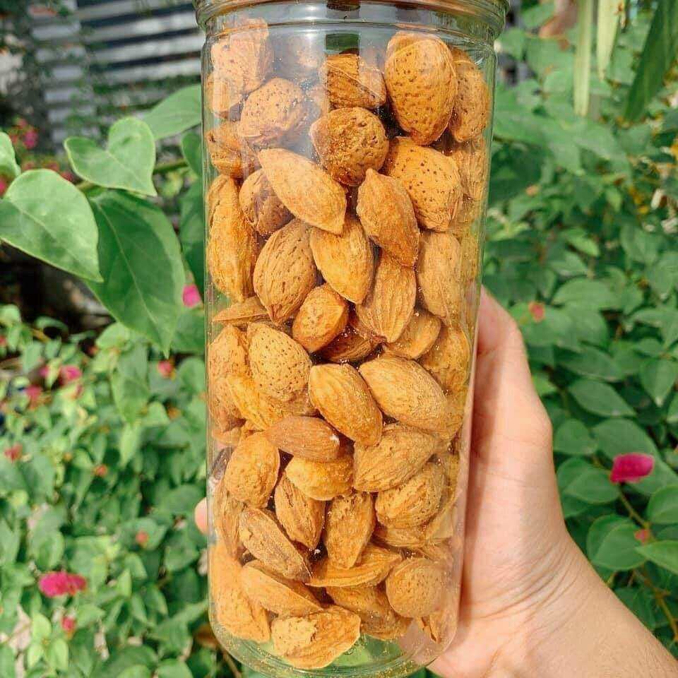 Hạnh nhân mỹ rang bơ vỏ mỏng hũ pet 500g - Happy Food đồ ăn vặt ngon