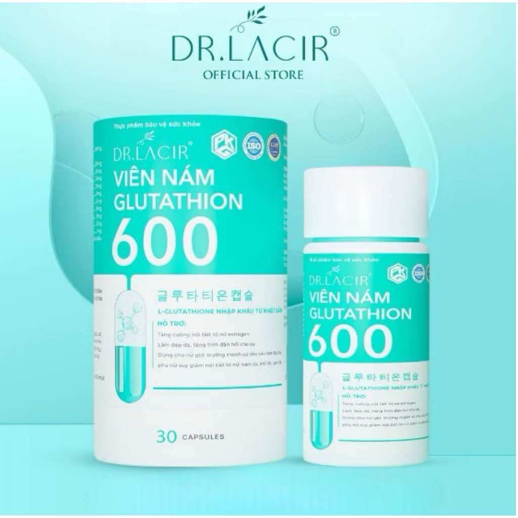  GLU 600 - Viên Uống Trắng Da Glutathione 600 và Glutathione Plus DR.LACIR Chính Hãng - Trắng Da Mờ Nám Tốt 