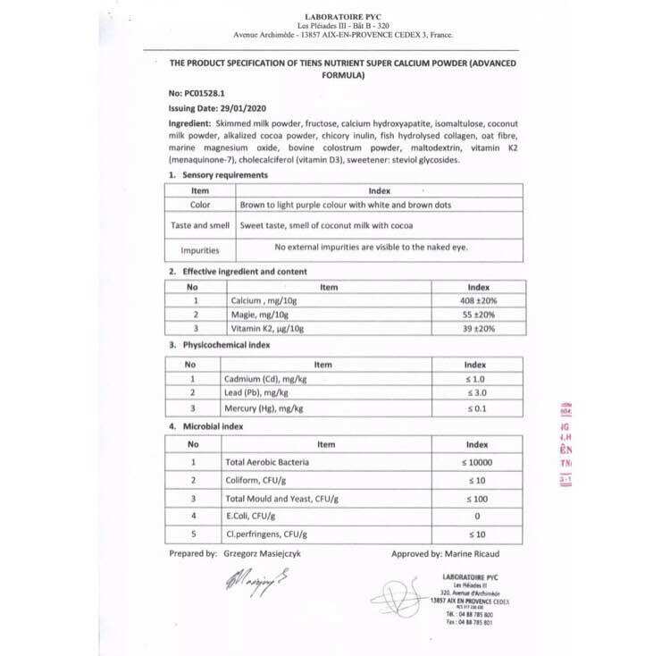 Canxi hữu cơ Tiens nhập khẩu từ Pháp