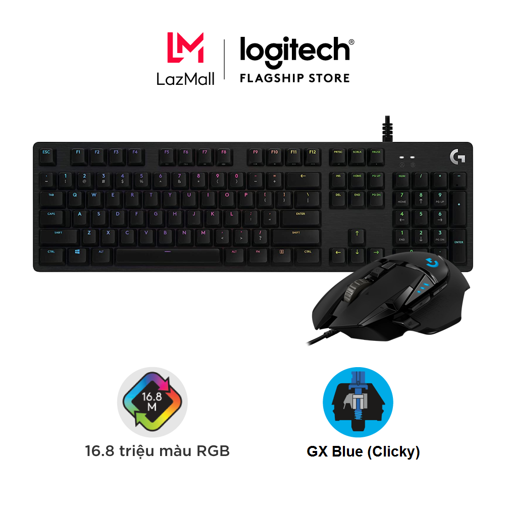 Bàn phím game cơ học Logitech G512 - RGB Lightsync 3 loại GX Switch vật liệu cải tiến cổng USB 2.0