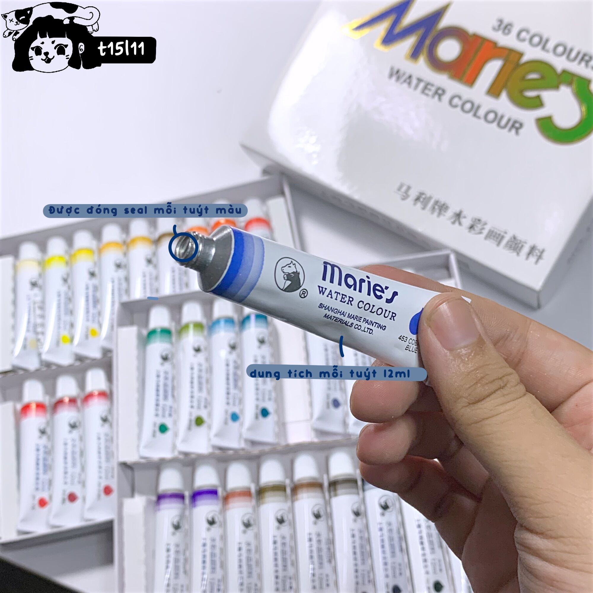 [t15l11] Marie's 36 màu nước 12ml hạng học sinh