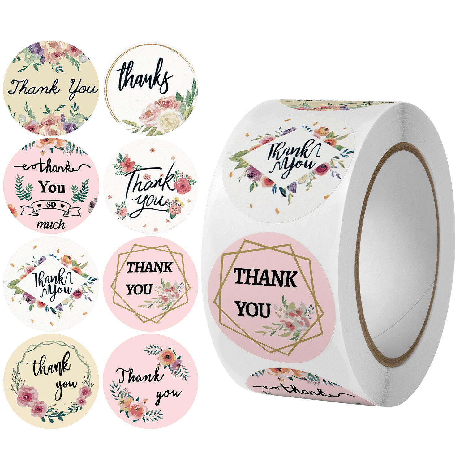 Cuộn 500 tem hình dán sticker thank you 2.5cm