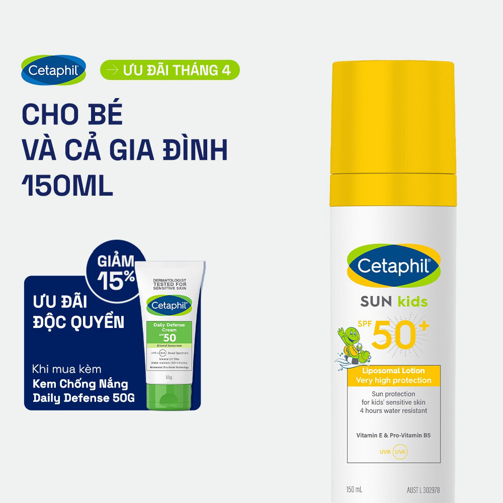 Sữa chống nắng dịu lành cho làn da nhạy cảm của bé từ 6 tháng tuổi CETAPHIL BABY SUN KIDS 150ML